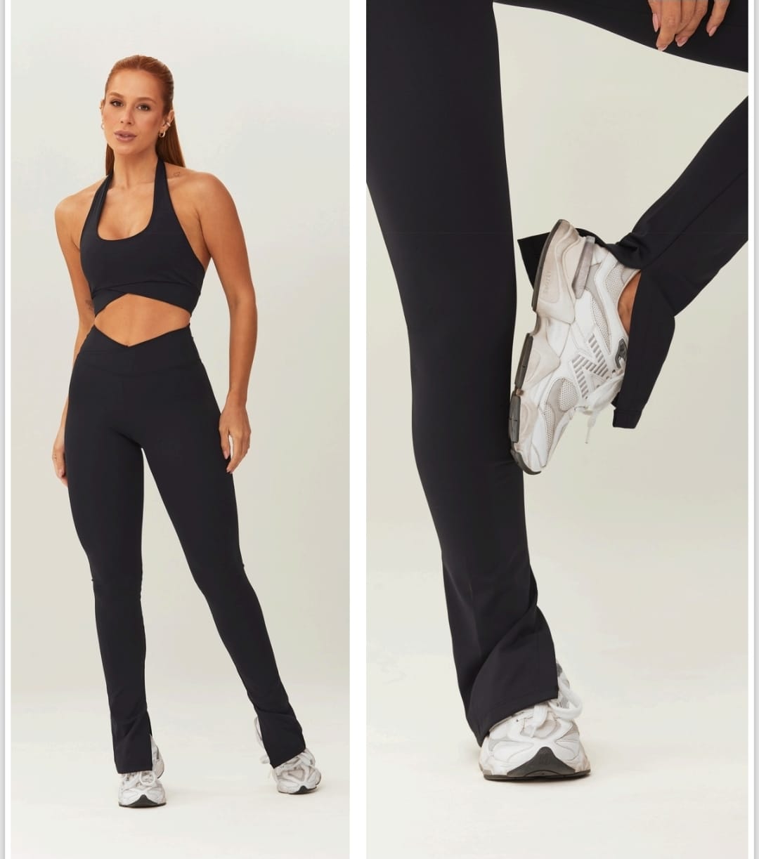 conjunto top frente unica e calça flare